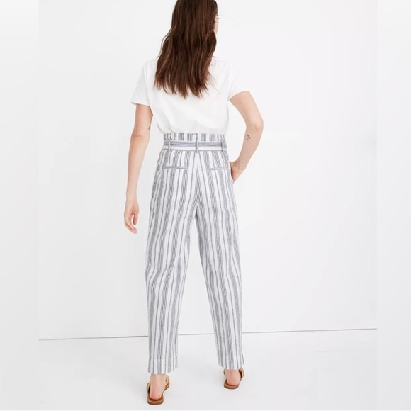 Madewell Linen Striped Paper Bag Waist Pants (8) - Picture 2 of 4